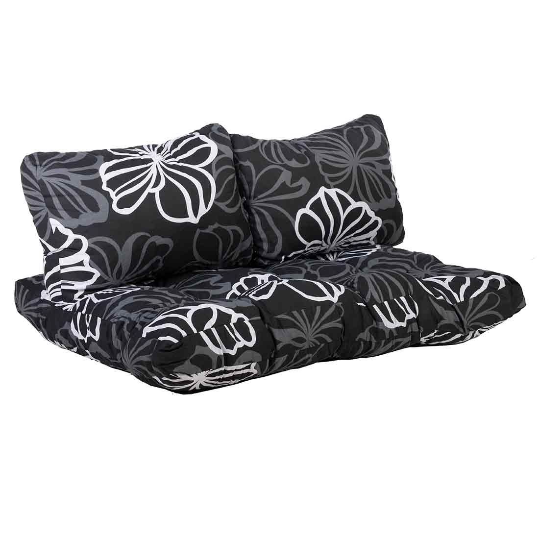 beo Palettenkissen Set 3-teilig Baumwolle/Polyester Schwarz/Weiß geblümt