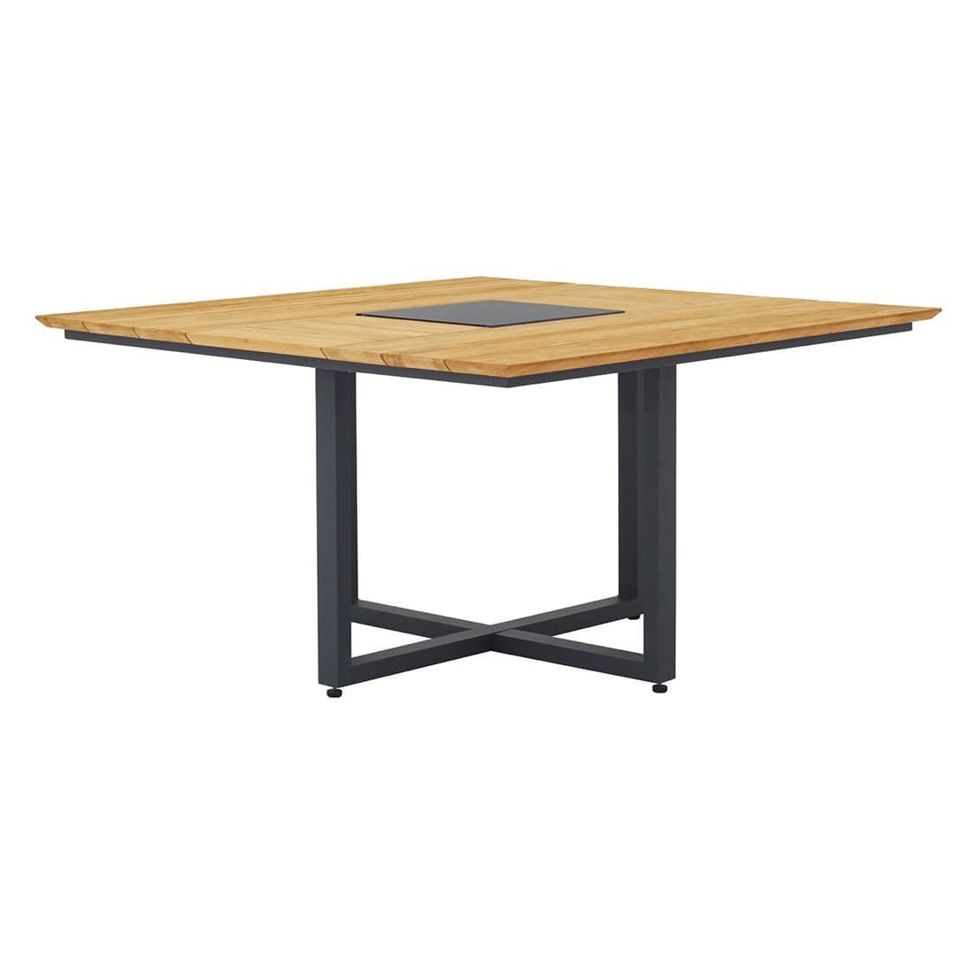 Zebra Quadux Tisch 140x140cm Aluminium/Teak recycelt Graphit/Natur