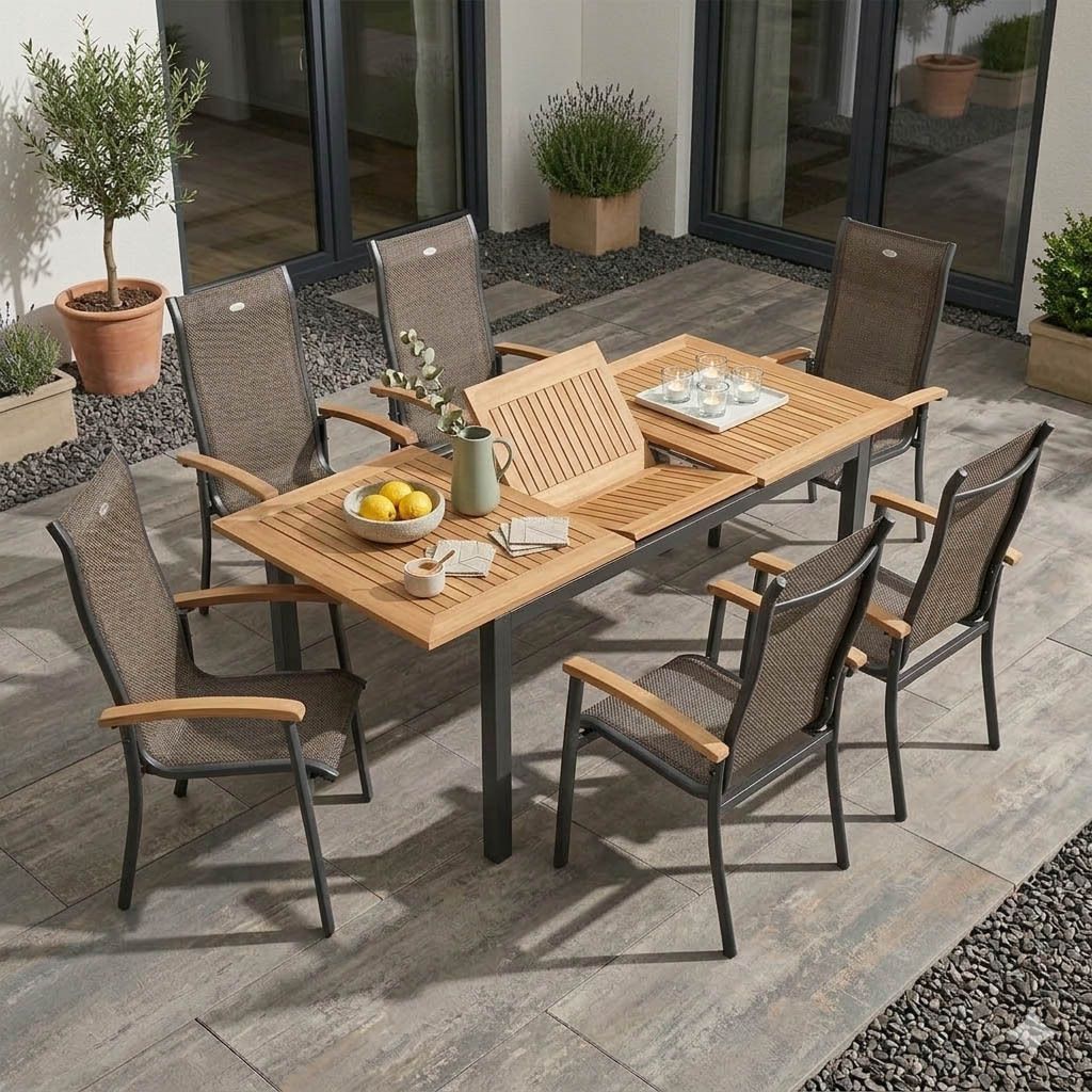 Hartman Alice Gartenmöbel-Set L (6 Plätze) Tisch 150/210x90cm Xerix/Teak