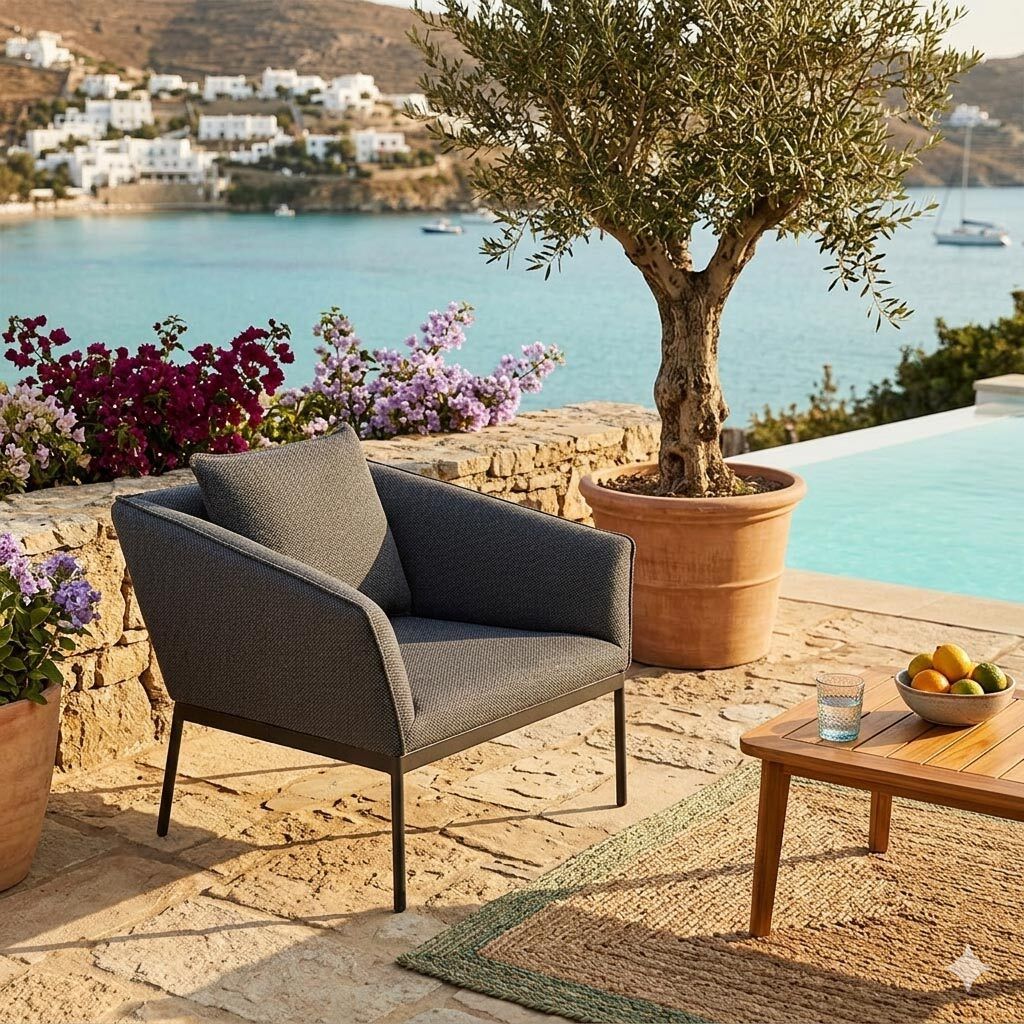 OUTLIV. Finn Loungesessel Aluminium/Outdoorstoff Anthrazit/Graphit