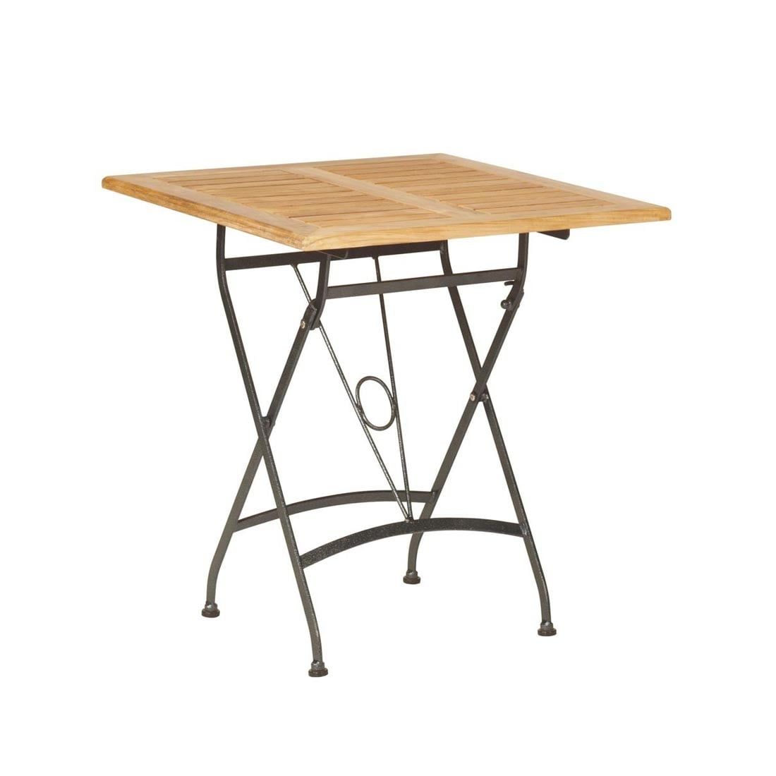 4Seasons Lindau Klapptisch 70x70 cm Schmiedeeisen verzinkt/Teak Anthrazit