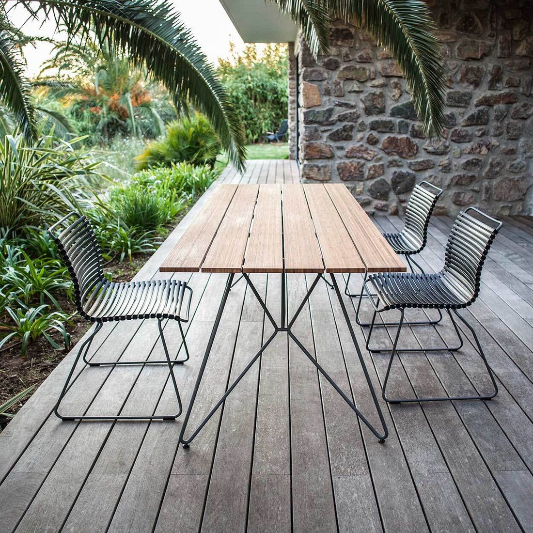 HOUE Sketch Gartentisch Stahl/Bambus Grey/Natur