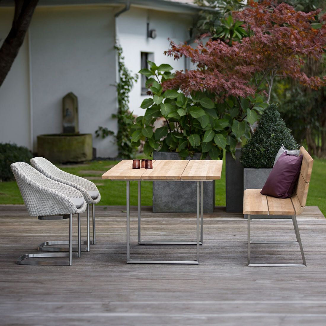 Niehoff Noah Gartentisch 180x95cm Edelstahl/Teak Silber/Natur