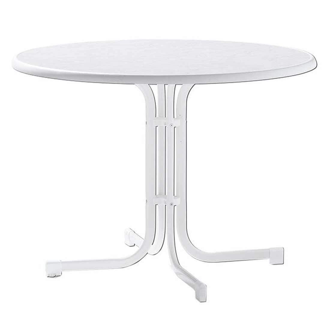 Sieger Boulevard Klapptisch Ø100cm Stahl/Mecalit Weiß/Marmor Weiß