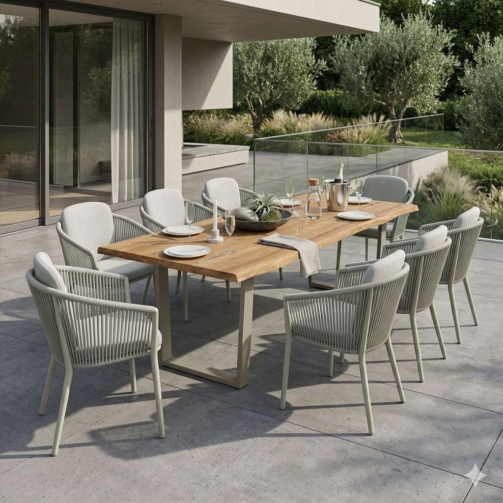 OUTLIV. Monet Gartenmöbel-Set XL (8 Plätze) Tisch 240x100cm Beige/Sand