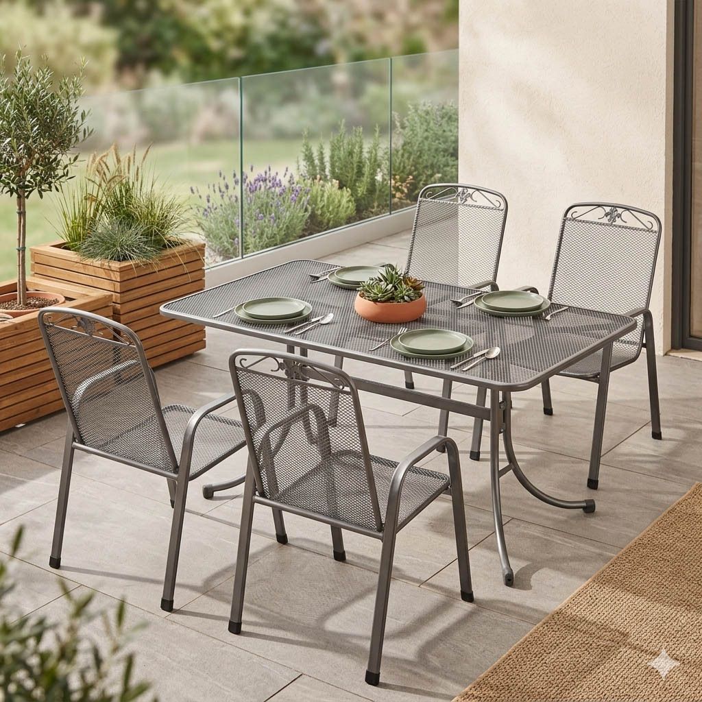 MWH Savoy Gartenmöbel-Set M (4 Plätze) Tisch 145x90cm Eisengrau