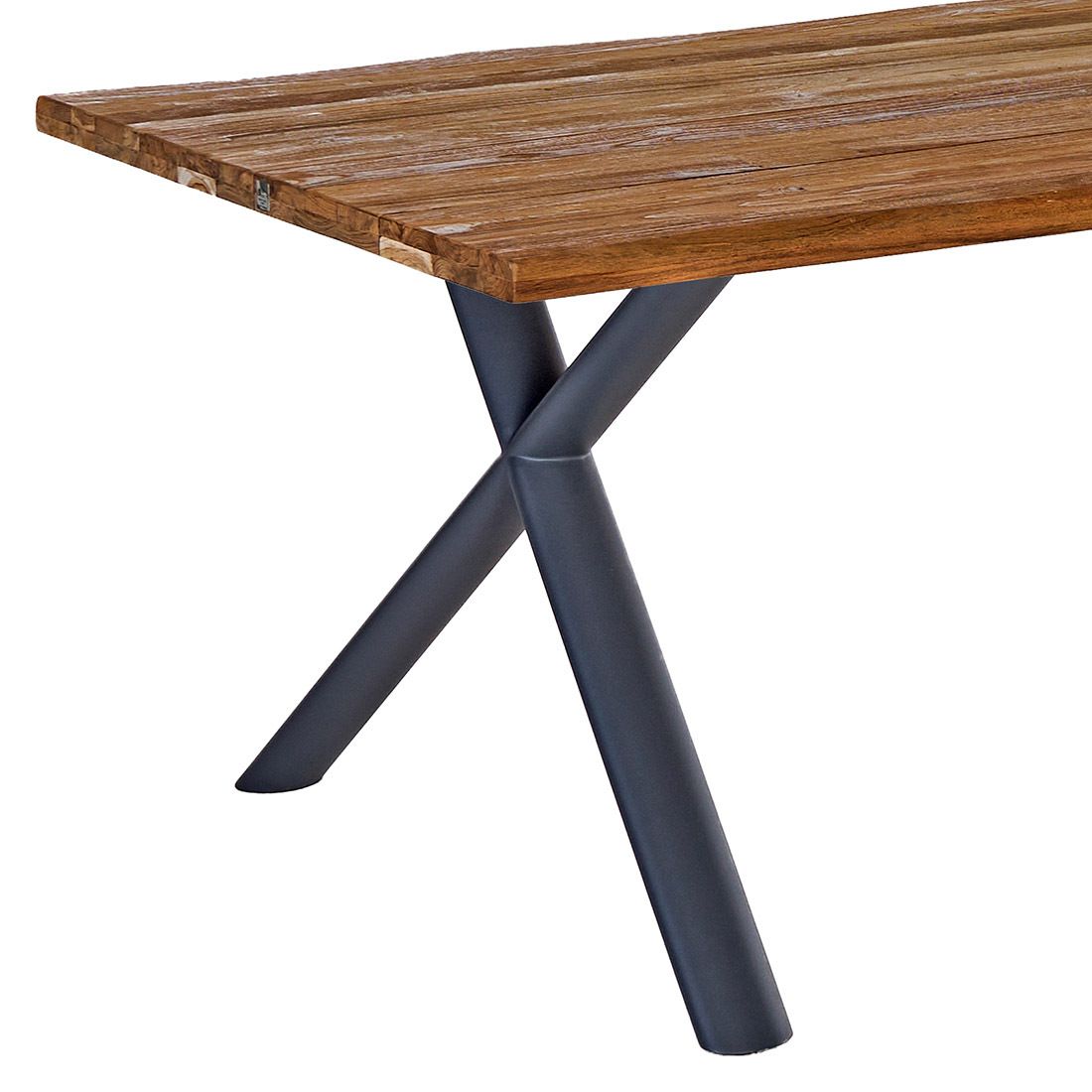 LC Garden Riviona Gartentisch 200x100cm Edelstahl/Teak recycelt Anthrazit/Natur