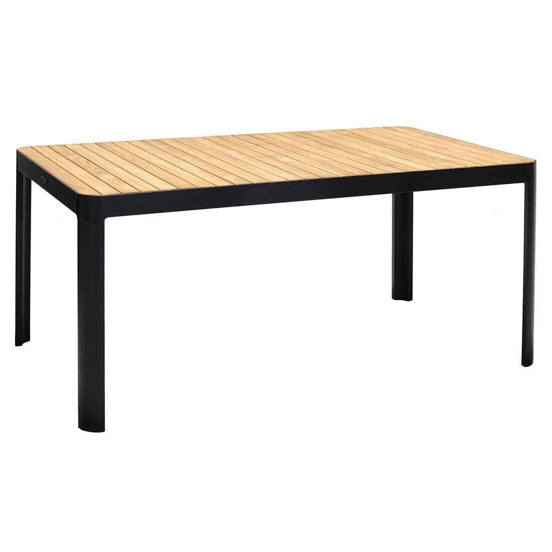 LifestyleGarden Portals Gartentisch 161x95cm Aluminium/Teak Batman Black/Teak