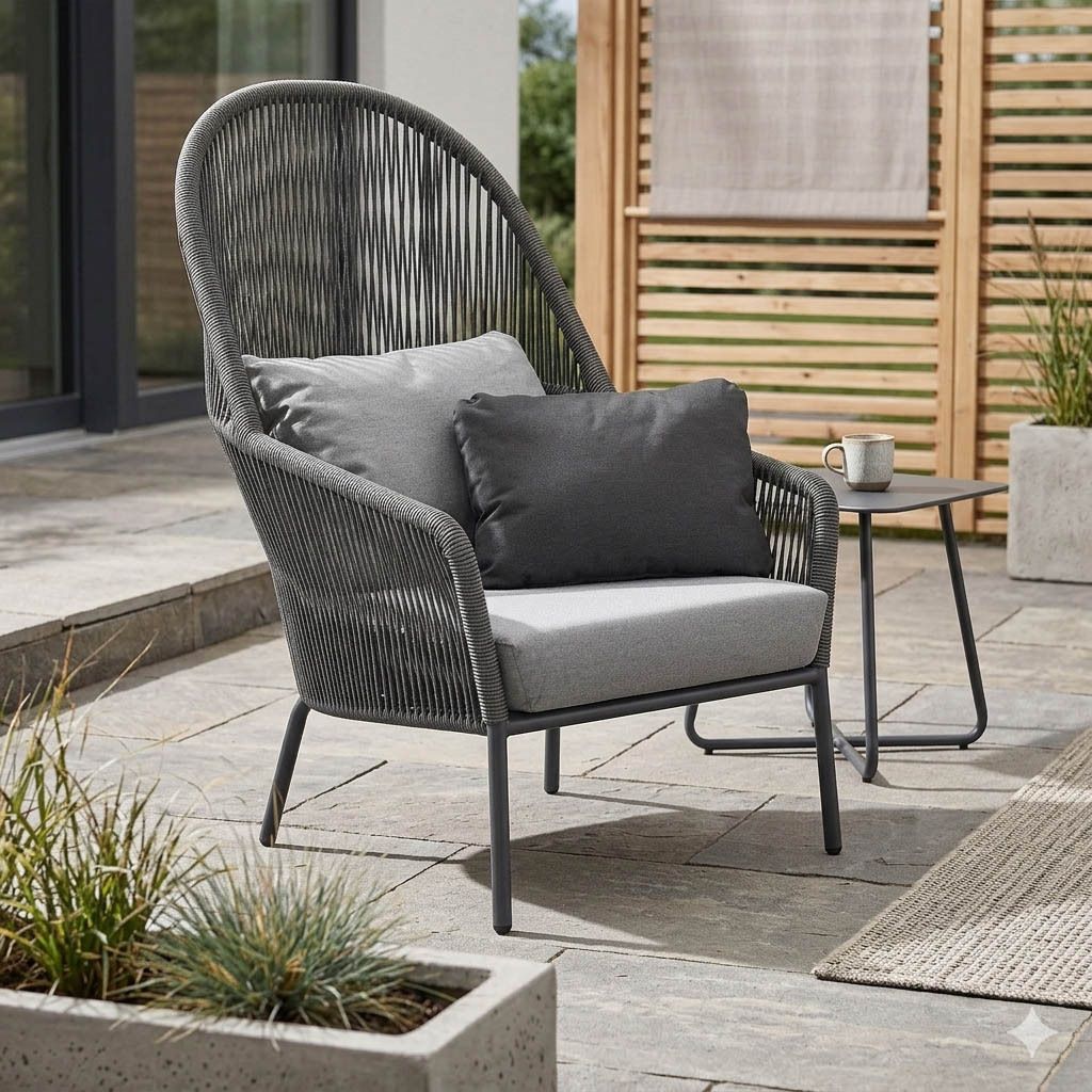 Solpuri Loop Loungesessel Aluminium/Rope Anthrazit/Bombay Anthrazit
