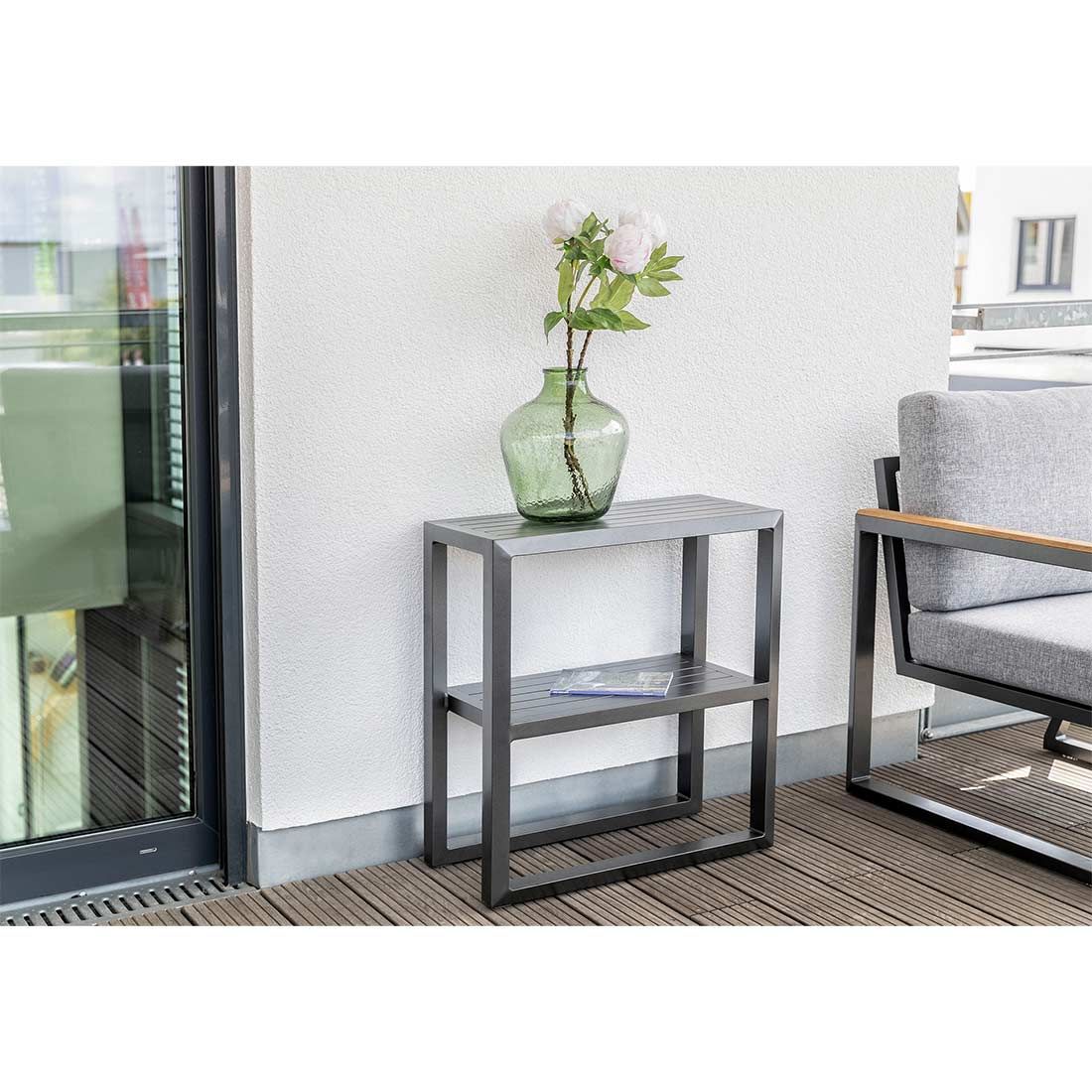 Kettler Ocean Skid Gartenregal mit 2 Böden 60x30x65 cm Anthrazit