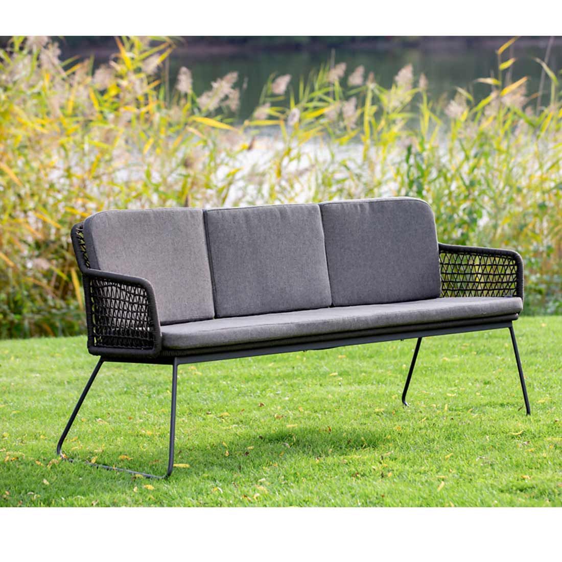 Niehoff Kubu Gartenbank inkl. Sitzkissen Aluminium/Rope/Olefin Anthrazit