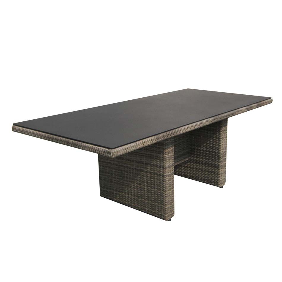 Ploß Rabida Gartentisch 220x100cm Geflecht/Spraystone Champagner