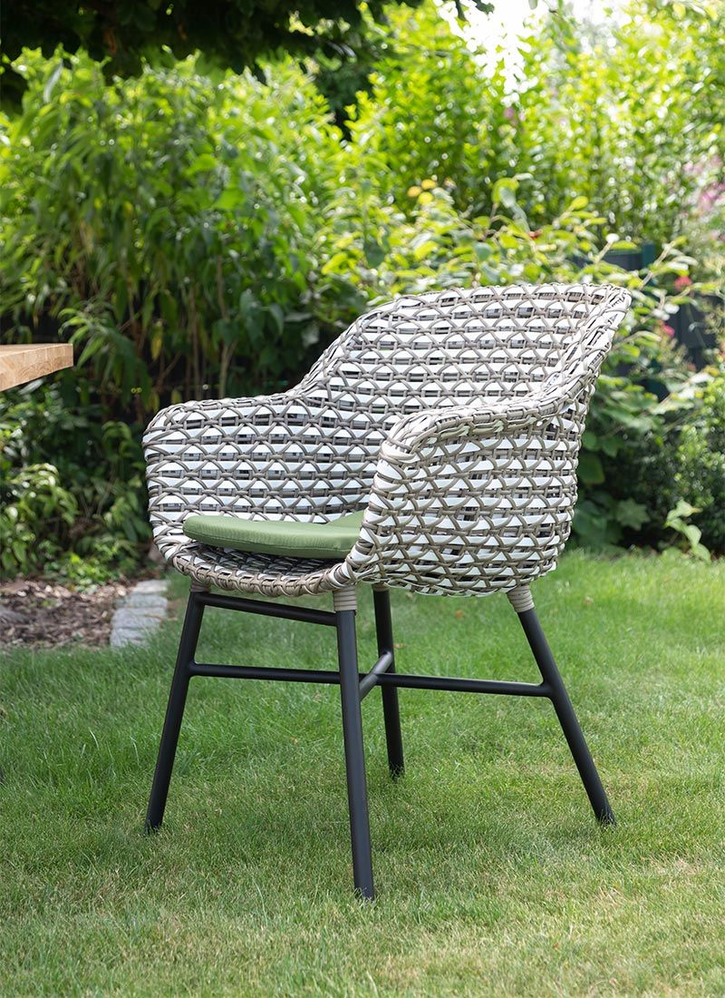 SCHÖNER WOHNEN-Kollektion Saba Gartensessel Aluminium/Kunststoff/Polyrattan Schwarz/Grau-Weiß