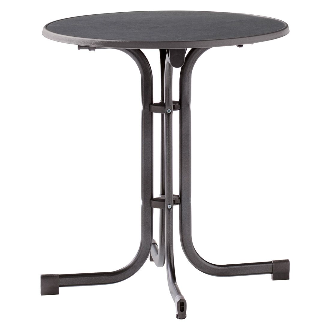 Sieger Boulevard Klapptisch Ø70cm Stahl/Mecalit Pro Eisengrau/Schiefer Anthrazit