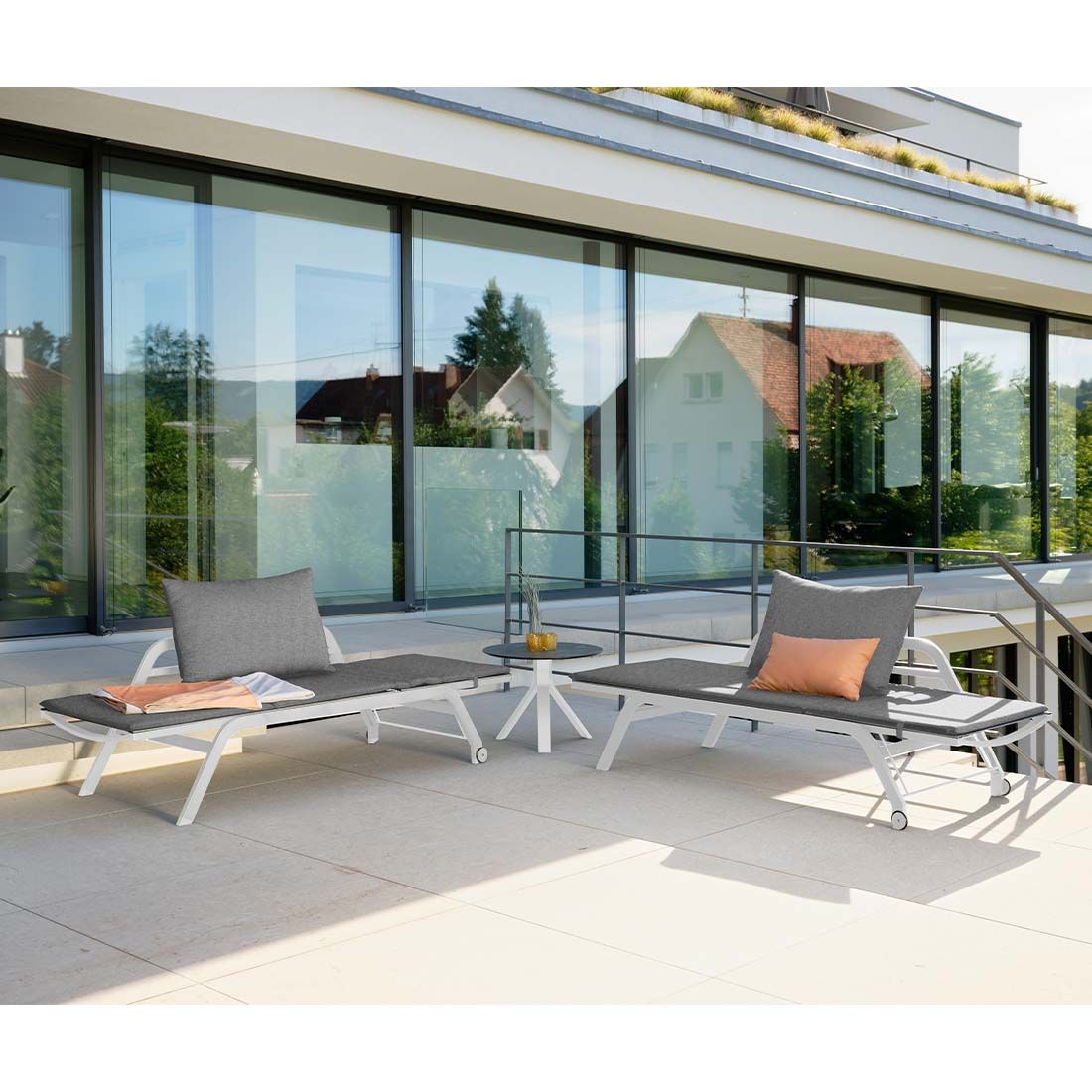 Stern Novi Gartenliege Aluminium/Textilene Weiß/Silber