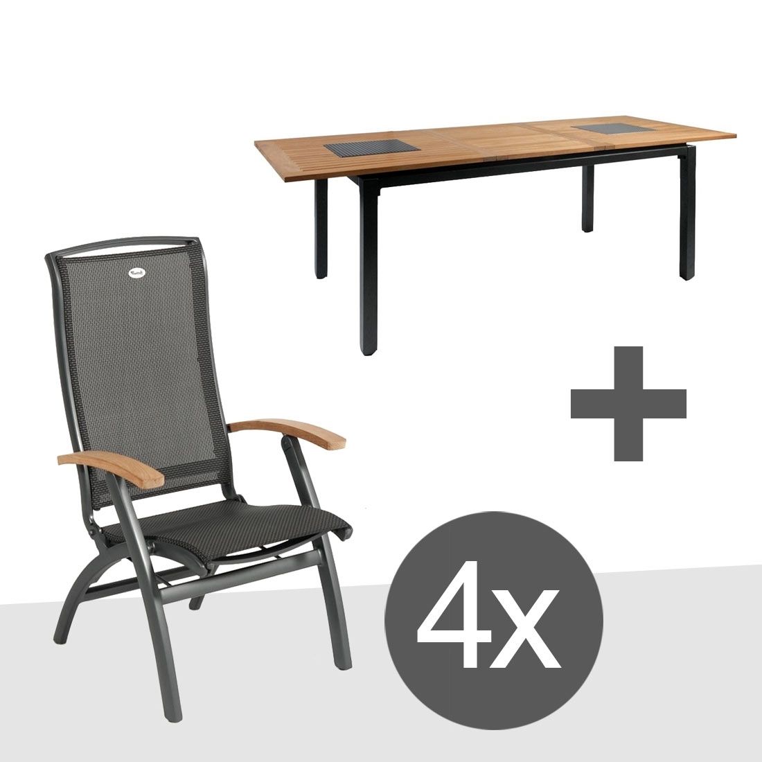 Hartman Da Vinci/Concept Sitzgruppe Klapp 5tlg Tisch 180/240cm