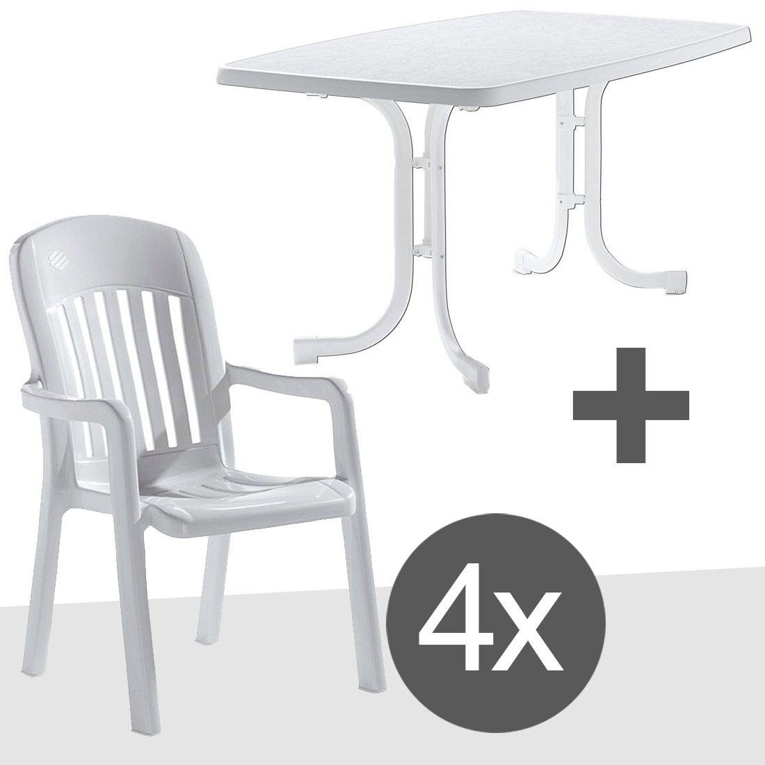 Sieger Comtesse Sitzgruppe Stapel 5tlg Tisch 150x90cm