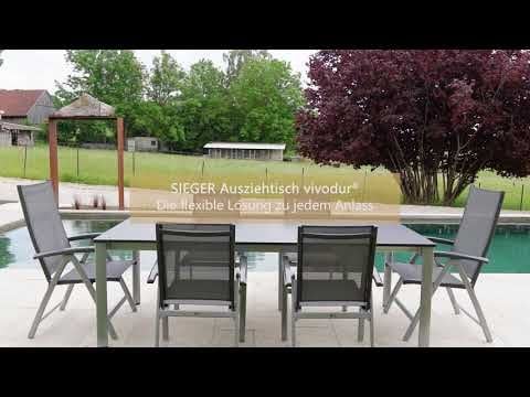 Sieger Ausziehtisch 165/225/285x95cm Aluminium/Vivodur