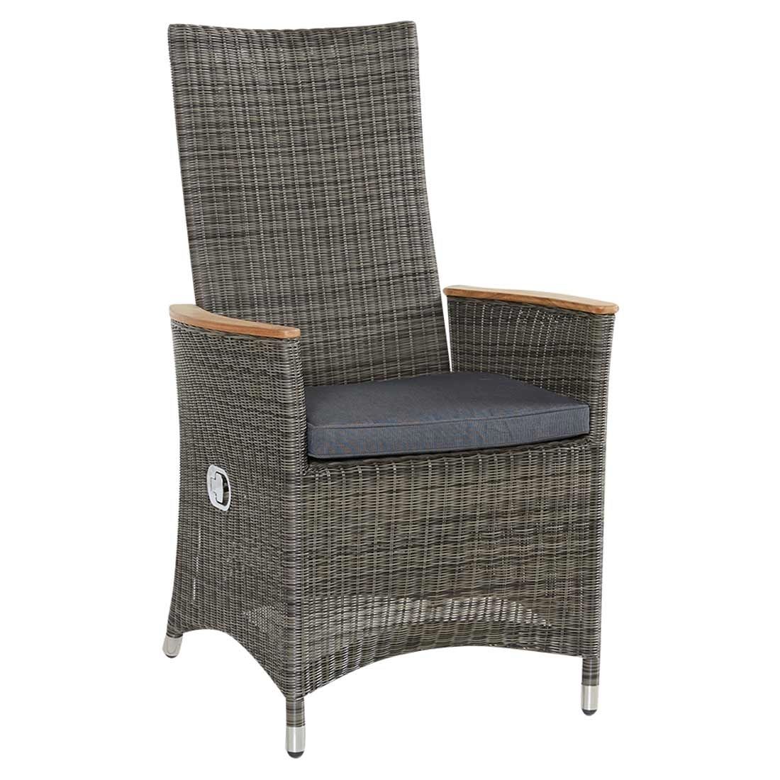 LC Garden Chelsea Verstellsessel Geflecht mit Teak-Armlehnen