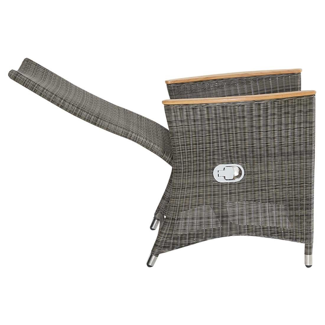 LC Garden Chelsea Verstellsessel Geflecht mit Teak-Armlehnen