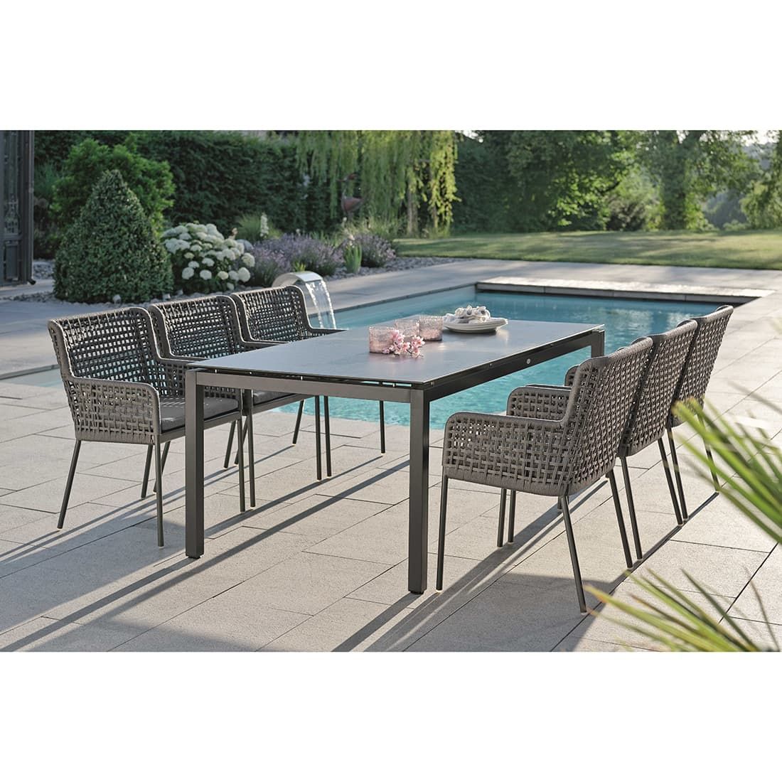 Stern Greta Gartenmöbelset 7-teilig mit Gartentisch 200x100cm