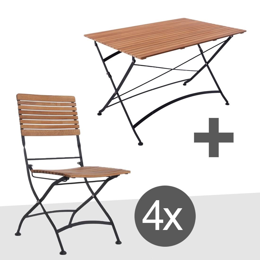 OUTLIV. Lindau Biergartenstuhlset 5-tlg Stahl/Teak
