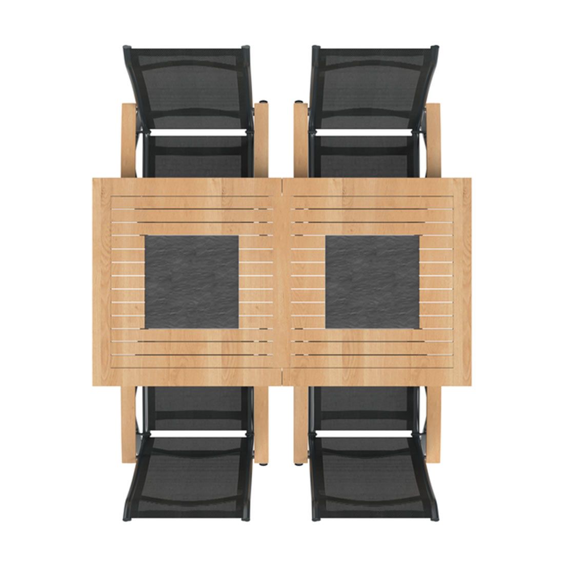 OUTLIV. Alpha Gartenmöbelset 5-teilig Klappsessel mit Linz Tisch 160x88 cm
