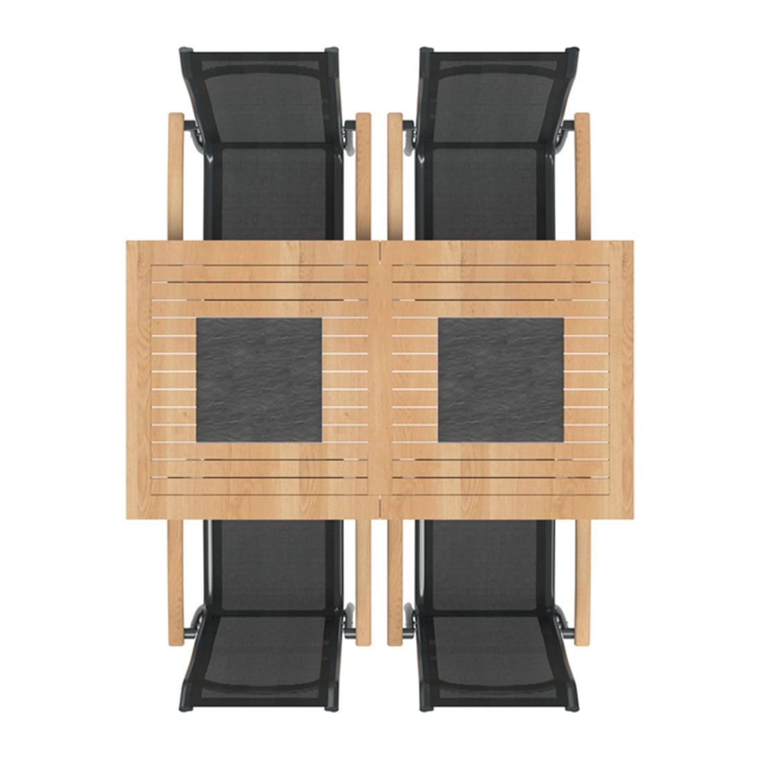 OUTLIV. Alpha Gartenmöbelset 5-teilig Stapelsessel mit Linz Tisch 160x88 cm