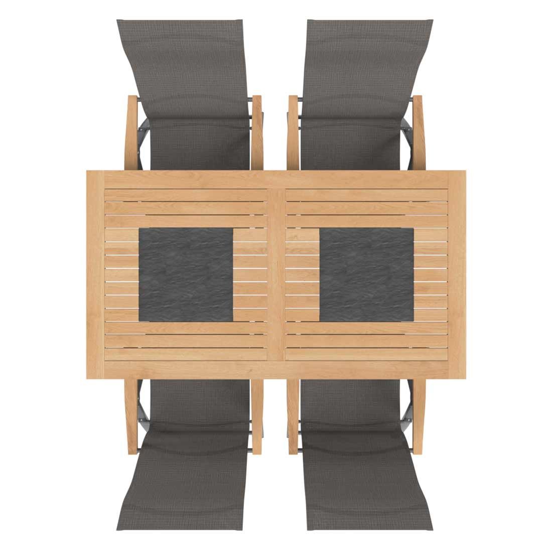OUTLIV. Davos Gartenmöbelset 5-teilig Klappsessel mit Linz Tisch 160x88 cm