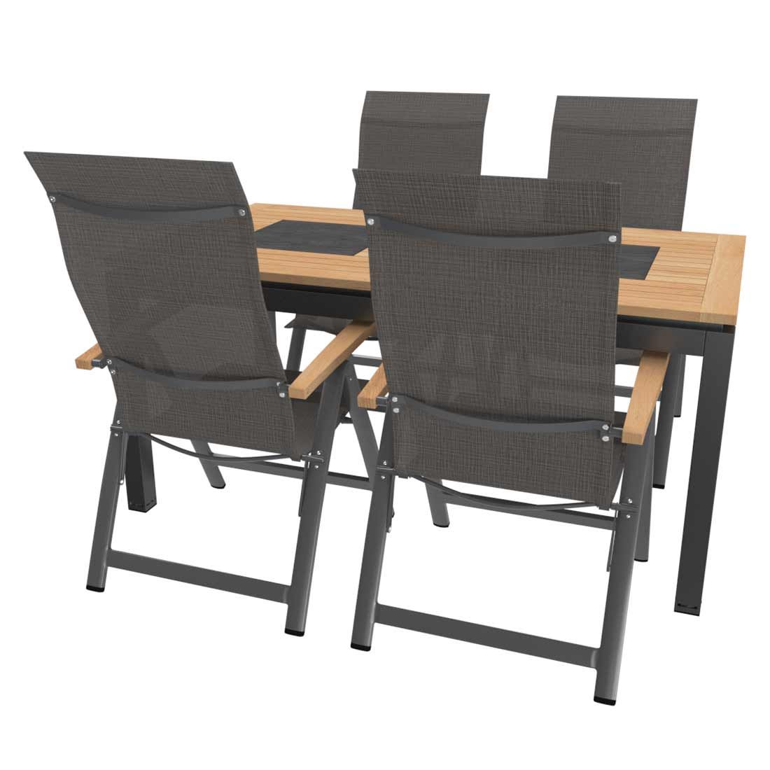 OUTLIV. Davos Gartenmöbelset 5-teilig Klappsessel mit Linz Tisch 160x88 cm