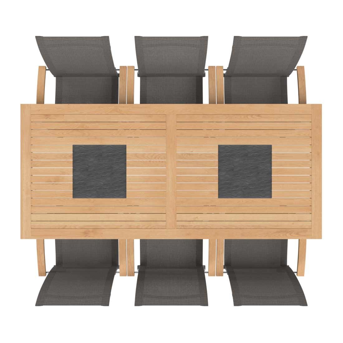 OUTLIV. Davos Gartenmöbelset 7-teilig Stapelsessel mit Linz Tisch 220x100 cm