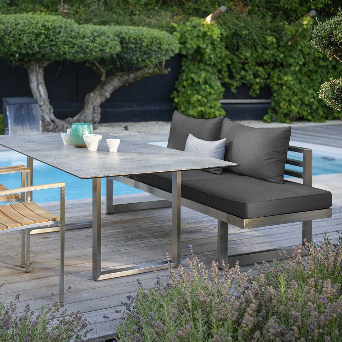 Stern New Holly Dining Gartenbank Edelstahl/Textilene