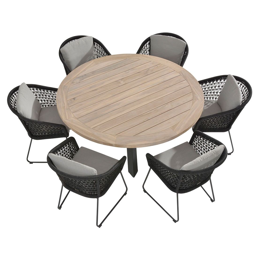 4Seasons Mila/Taste Louvre 7tlg. Diningset Alu/Rope/Teak