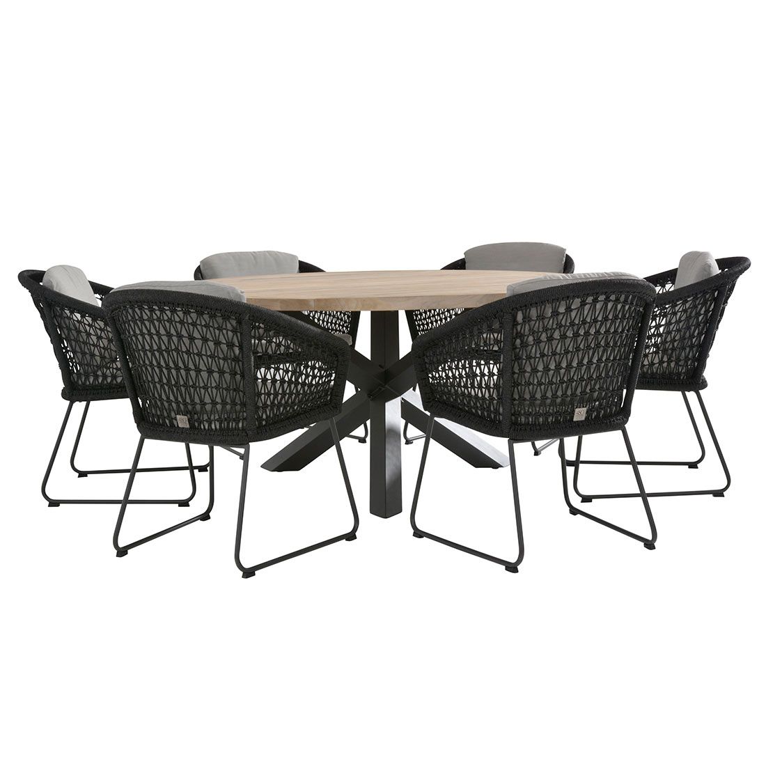 4Seasons Mila/Taste Louvre 7tlg. Diningset Alu/Rope/Teak