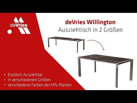 deVries Willington Gartentisch-Platte 180/240x90cm HPL