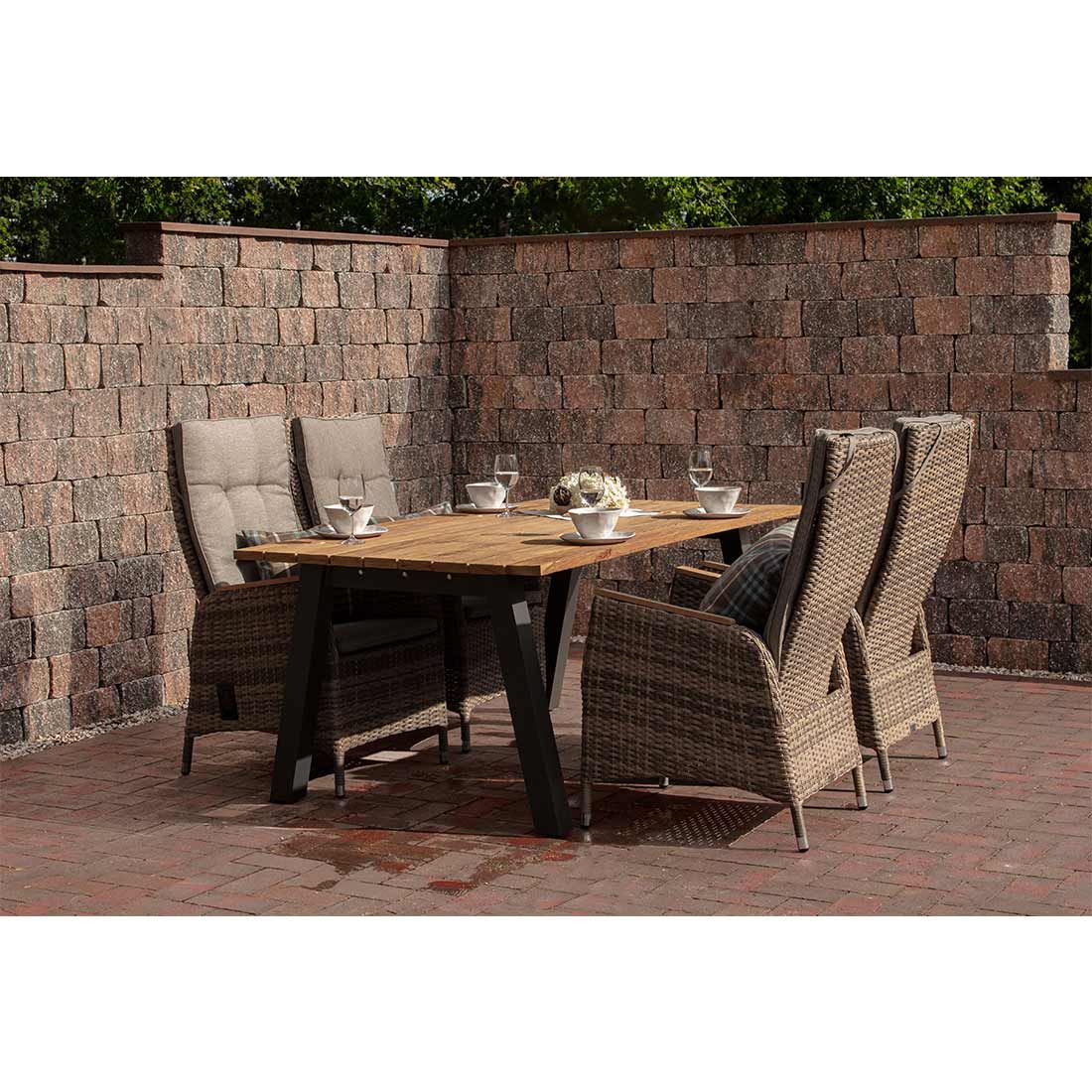 deVries Vermont Gartentisch 180x100cm Aluminium/Teak