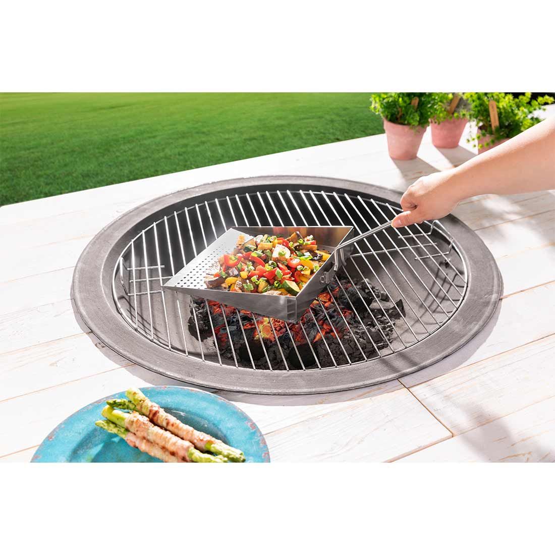 Hecht Pala Grillplatte mit abnehmbaren Griff Edelstahl