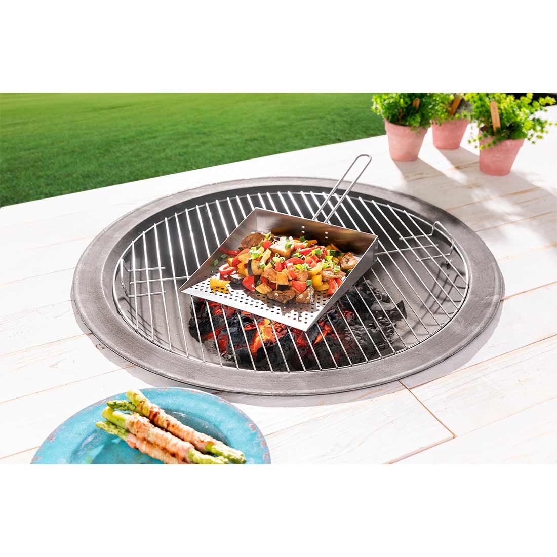 Hecht Pala Grillplatte mit abnehmbaren Griff Edelstahl