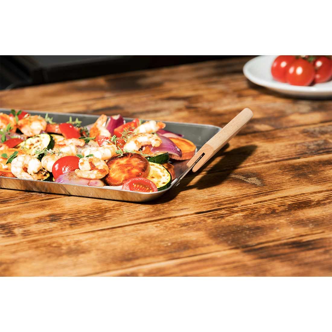 Hecht Padella Grillschale Edelstahl/Buche