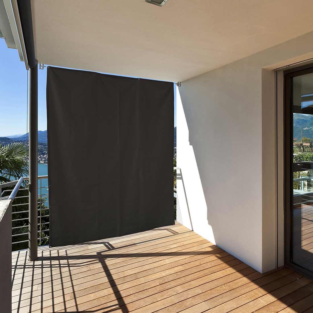 Hecht Balkon Sonnenschutz 230x140cm Polyester Edelstahl Anthrazit Garten Und Freizeit