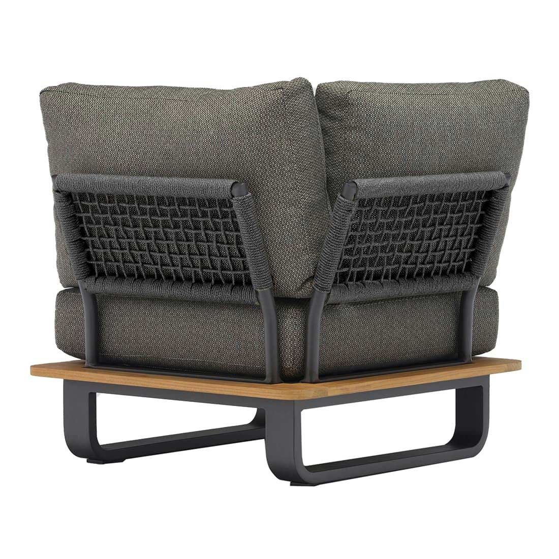 Zebra Park Ecklounge 5-tlg. Aluminium/Teak/Rope Graphit/Sutton Grey