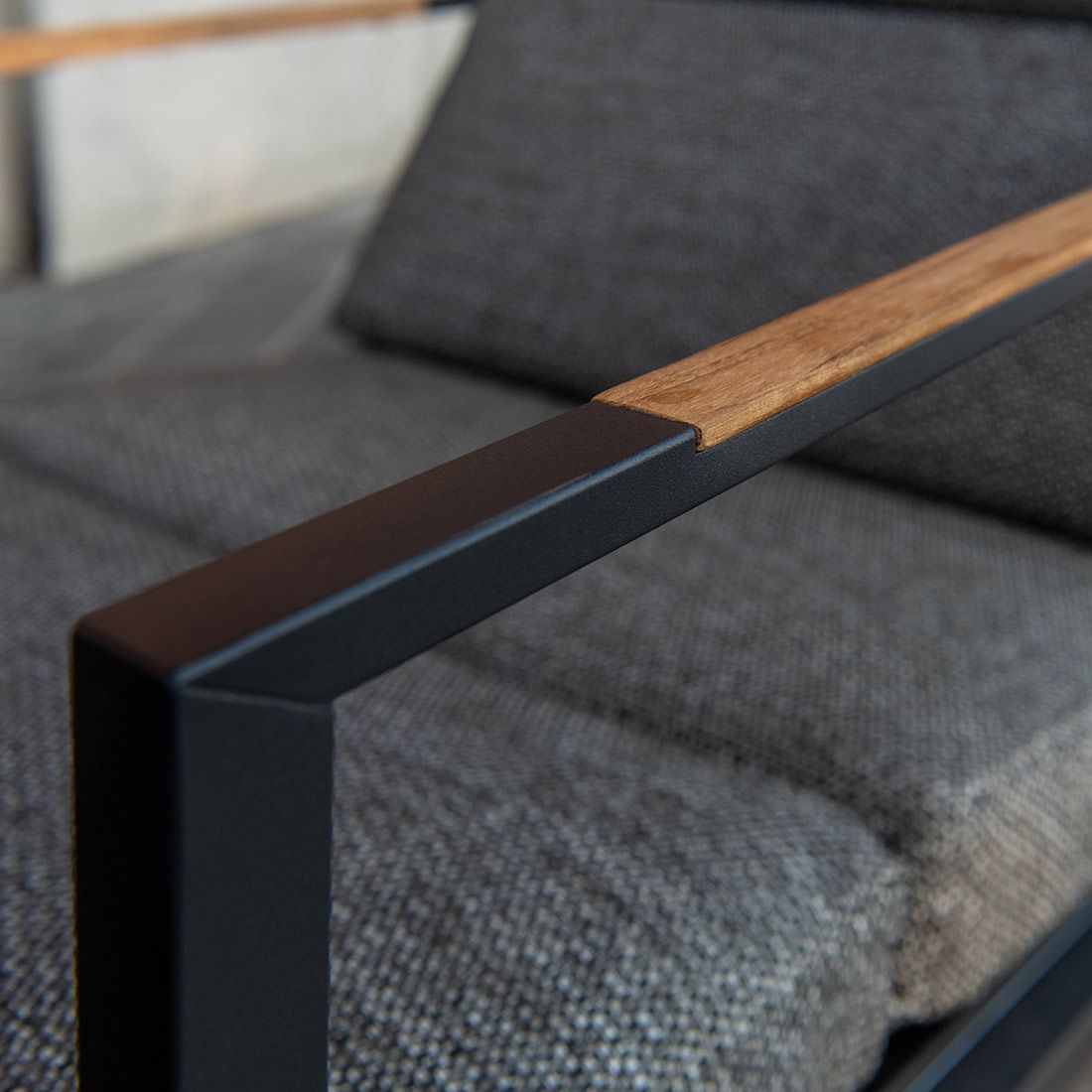 Trentino Loungeset 4-tlg. Edelstahl/Stoff und Teak Armlehnen