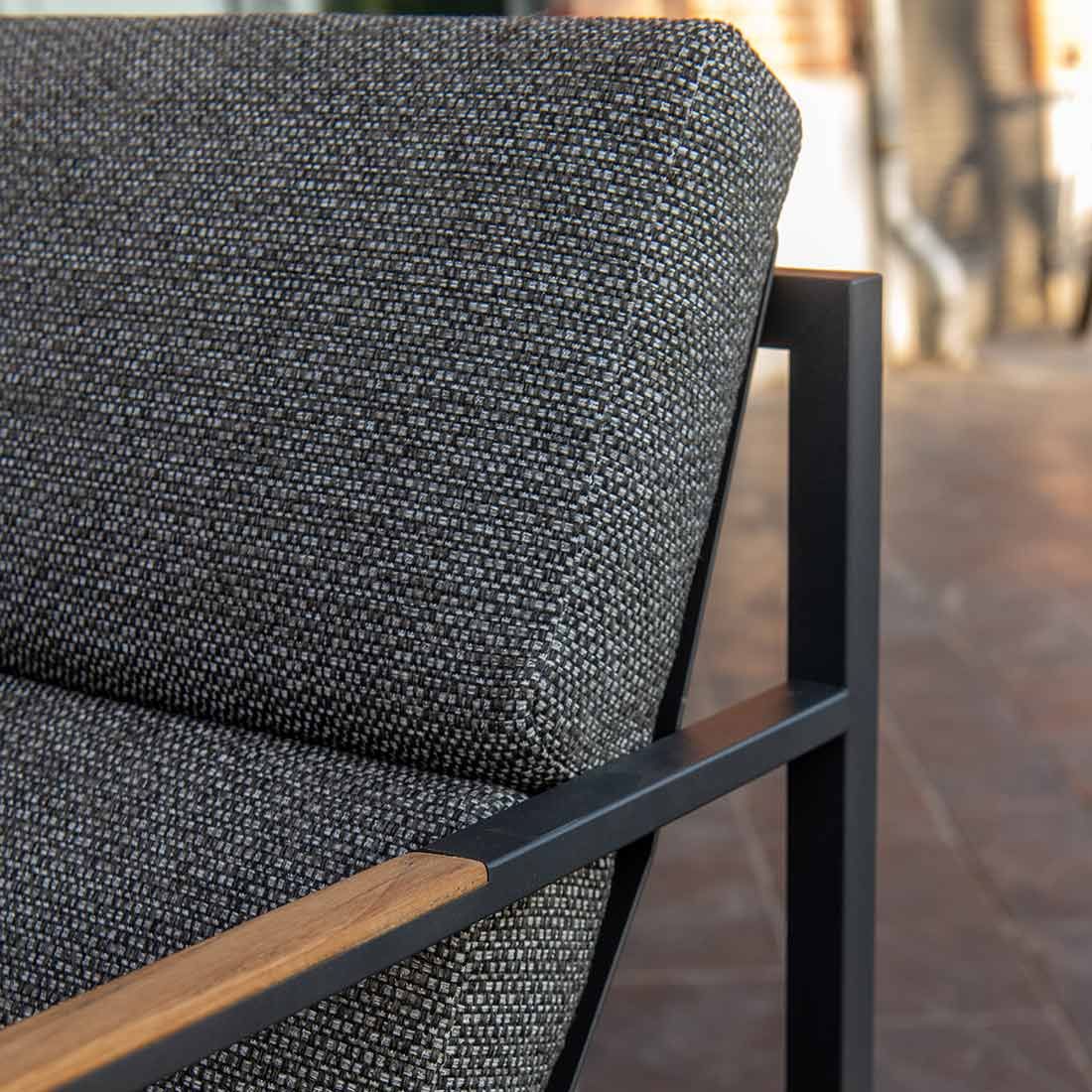 Trentino Loungeset 4-tlg. Edelstahl/Stoff und Teak Armlehnen