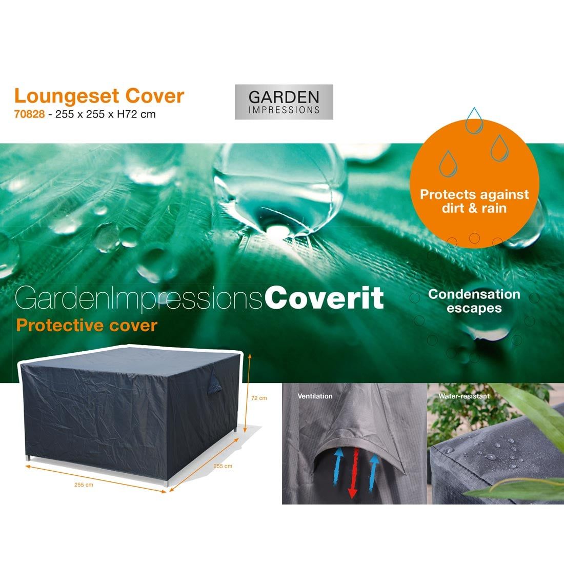 GI70852 Schutzhülle Coverit Lounge Hülle 255/205x73xH80 & 152x82 Abdeckung 