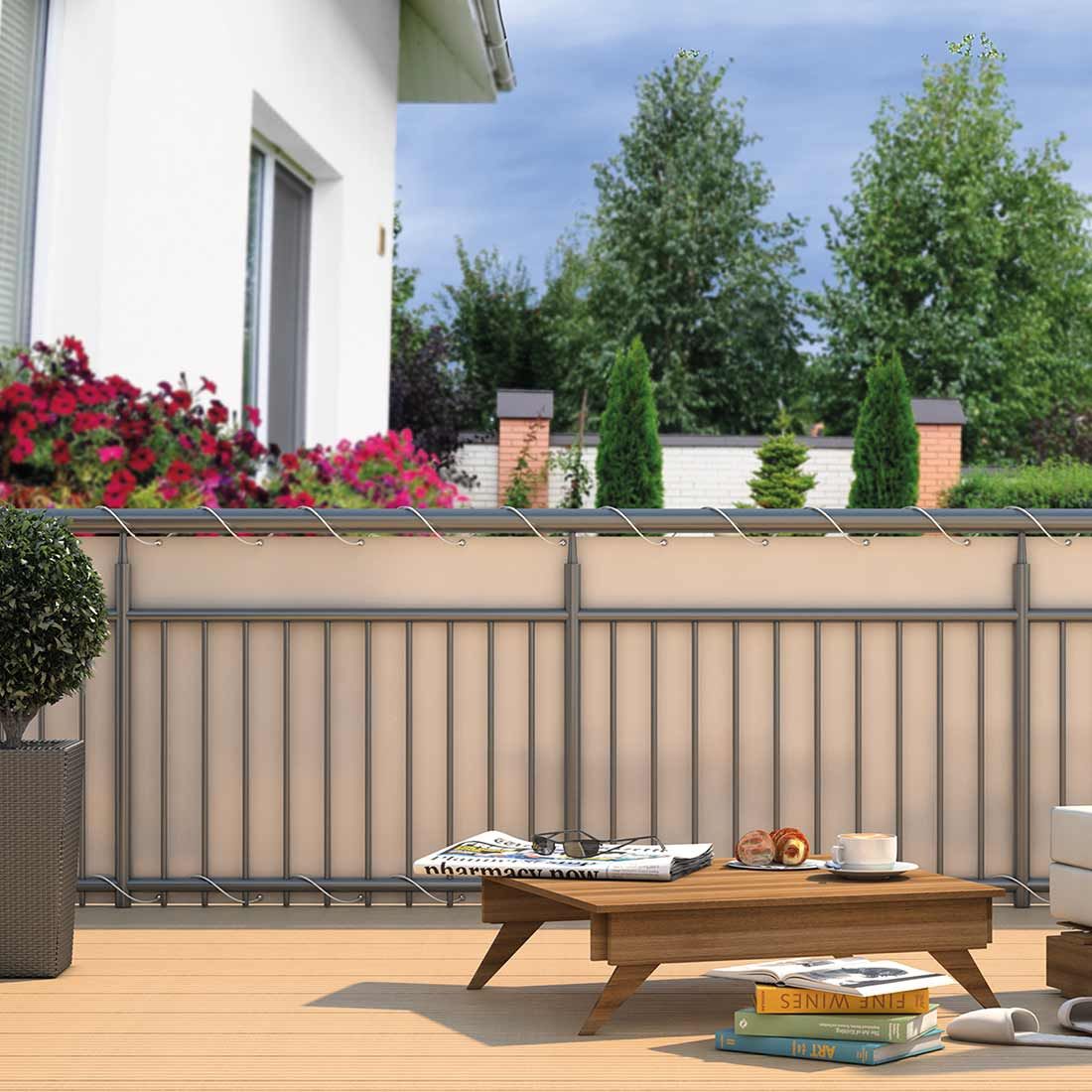 hecht balkon sichtschutz polyester creme garten und freizeit