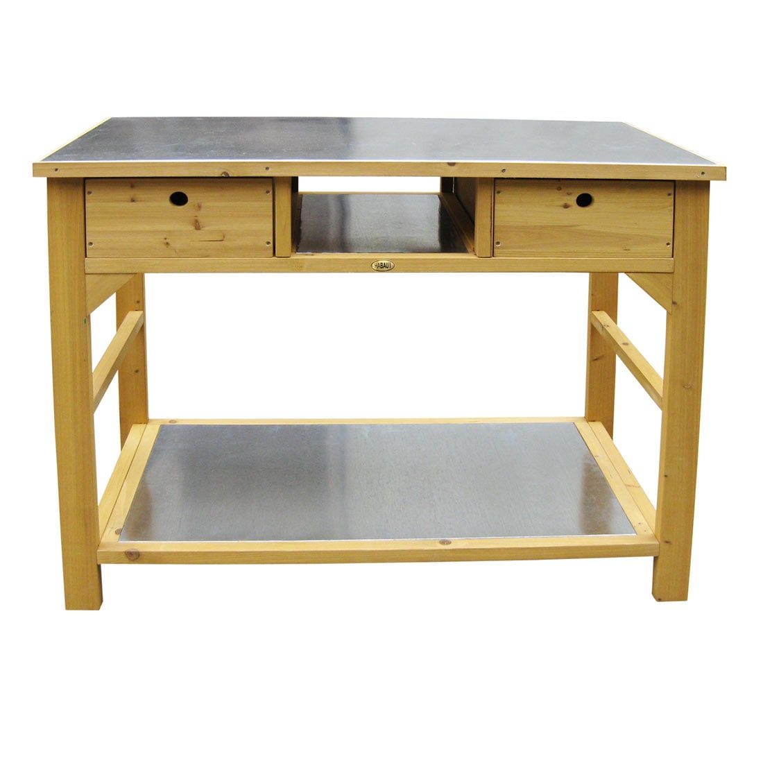 Habau Gartentisch/Pflanztisch 110x55 cm mit Schubladen Spießtanne/Blech