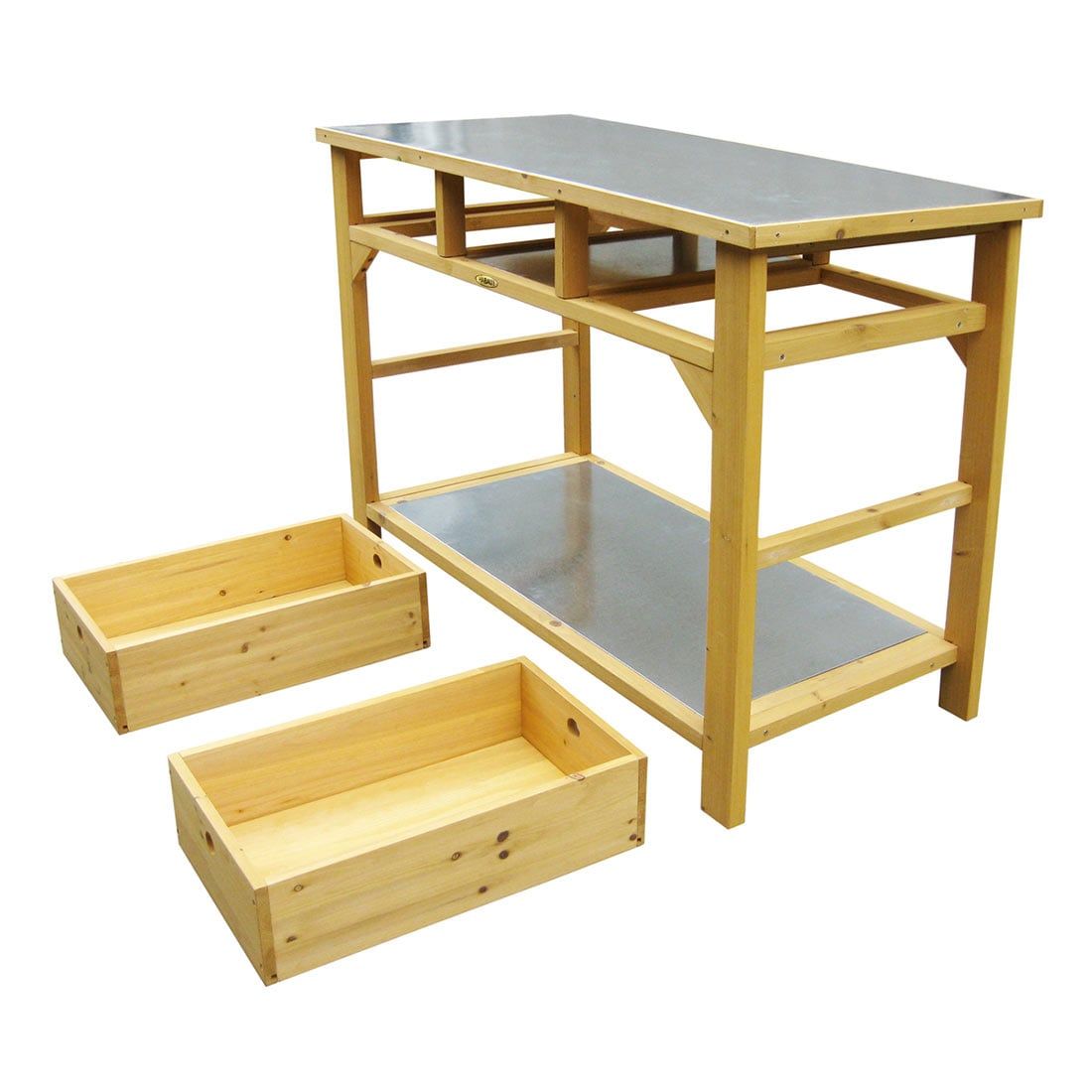 Habau Gartentisch/Pflanztisch 110x55 cm mit Schubladen Spießtanne/Blech