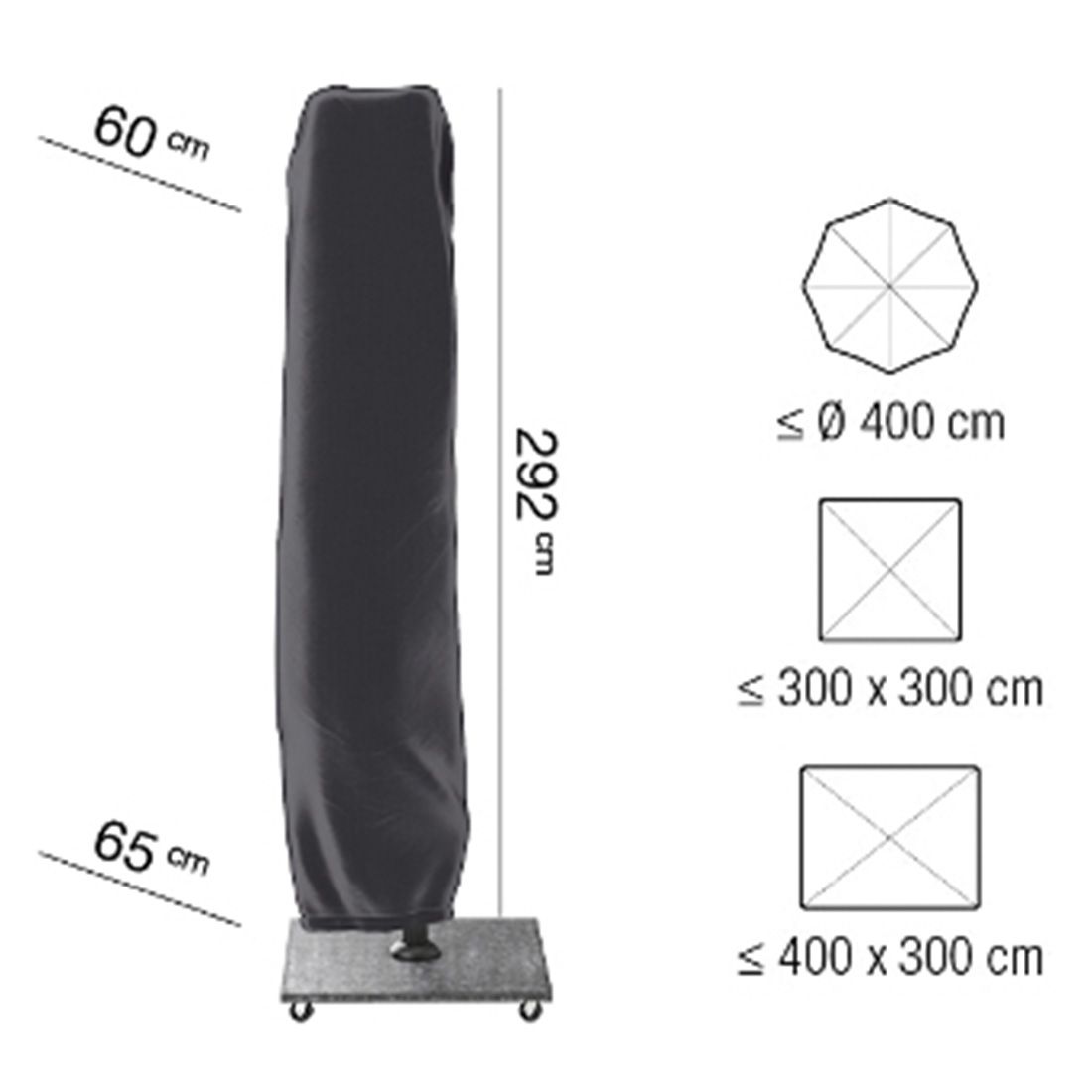 AeroCover Schutzhülle für Ampelschirm 400x300cm Polyester