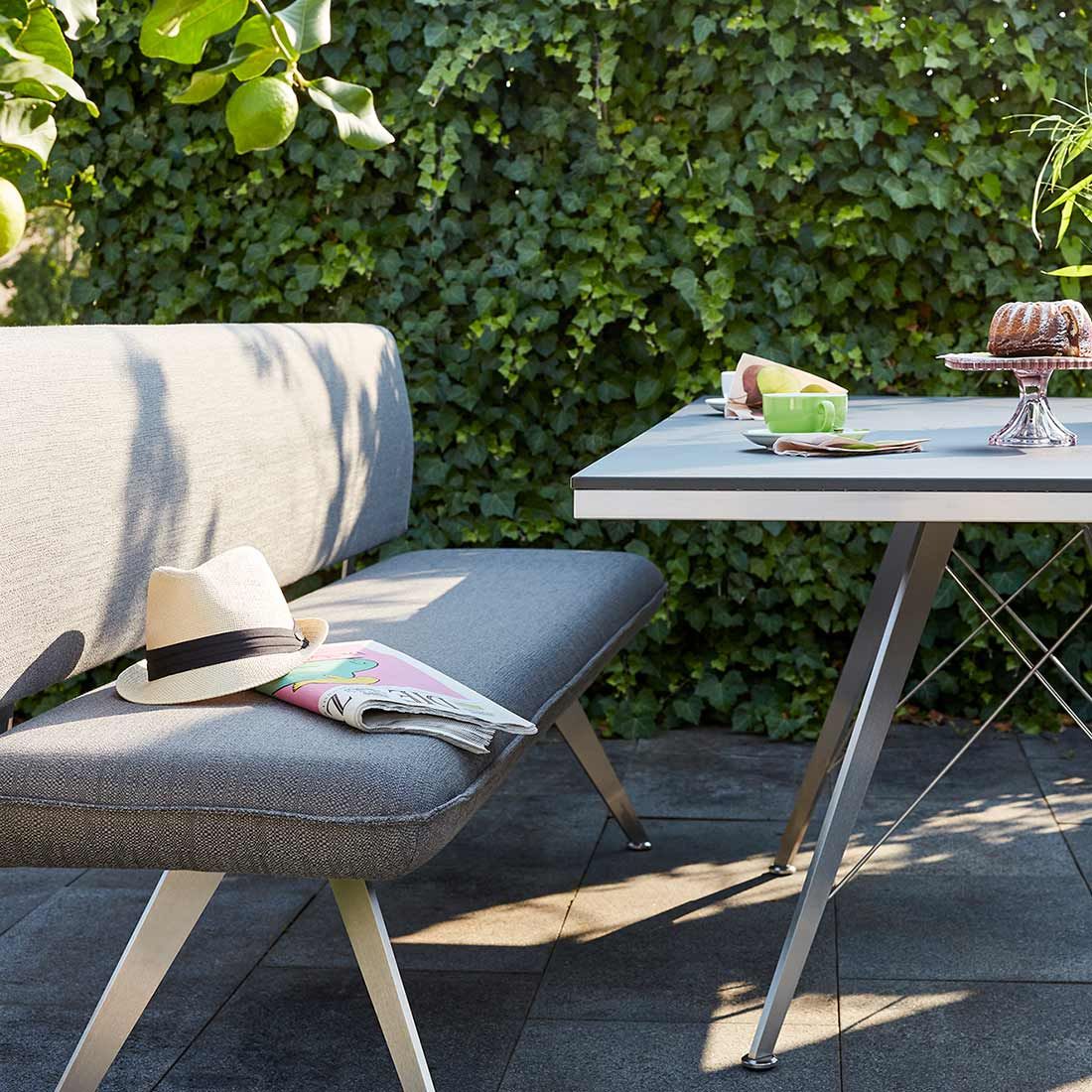 Best Babylon Bravour Gartenbank 150cm Edelstahl/Horizon