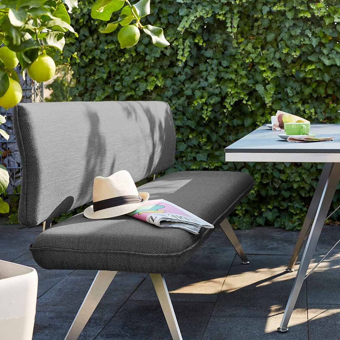Best Babylon Bravour Gartenbank 150cm Edelstahl/Horizon